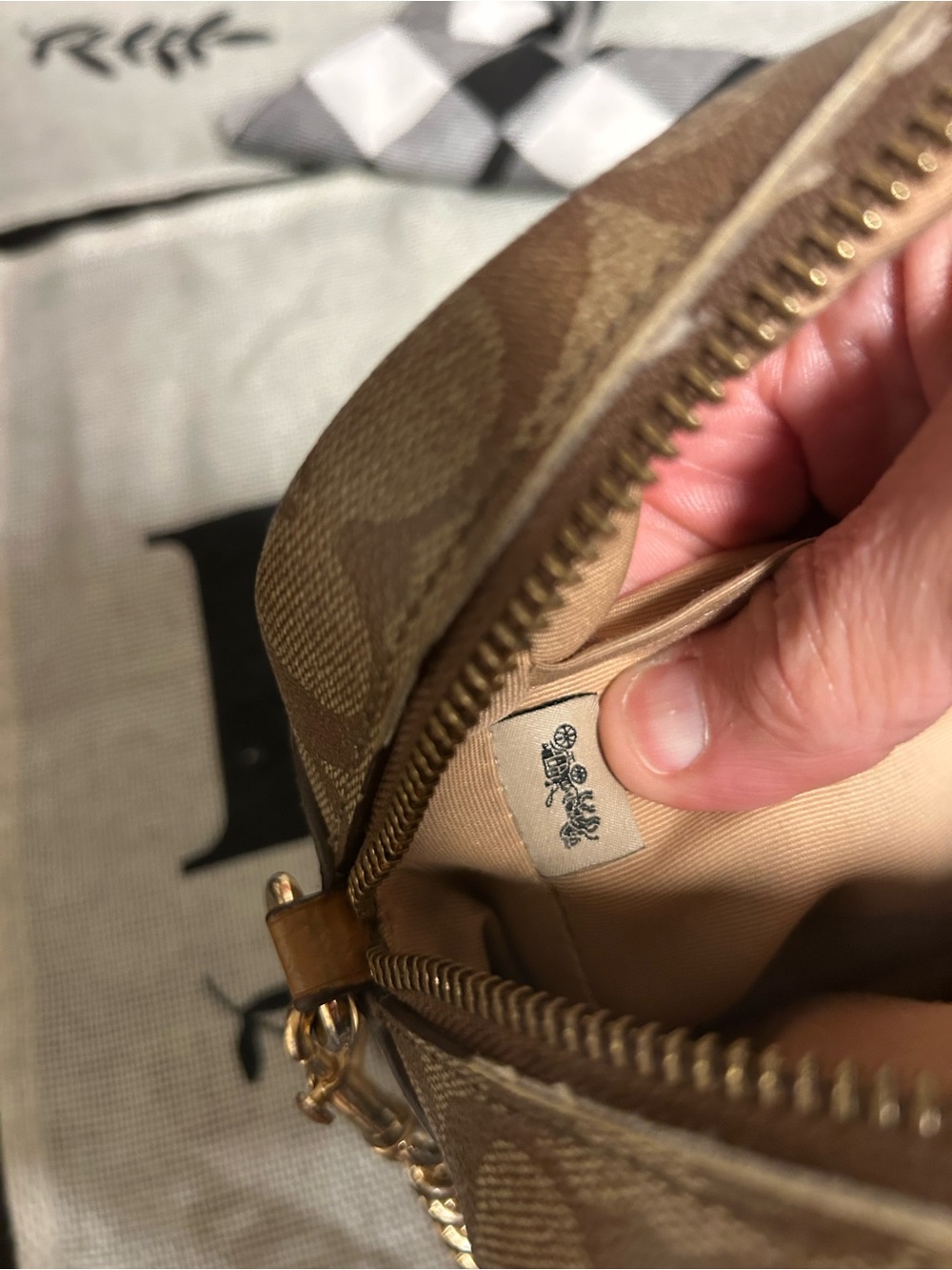 Coach Jamie Multi Signature Camera Crossbody with Tan Leather Trim CA172 - Picture 8 of 16